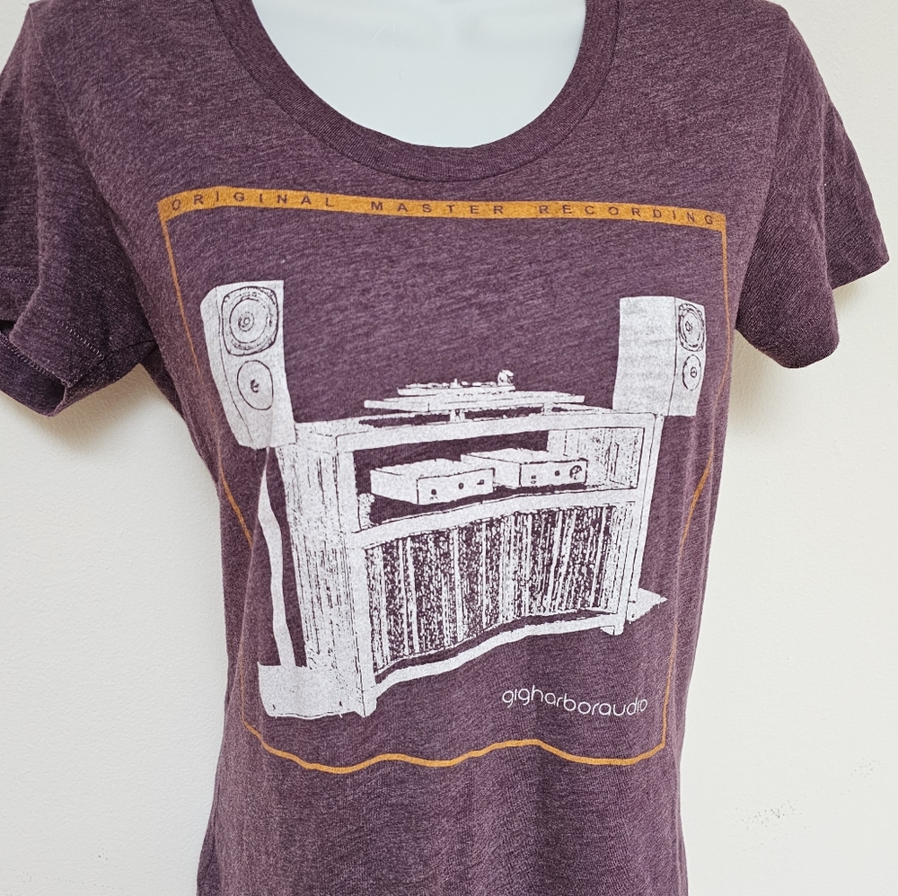 Retro Audio Women's Graphic Tee, scoop neck, purple, Medium, Made In USA  - NWOT